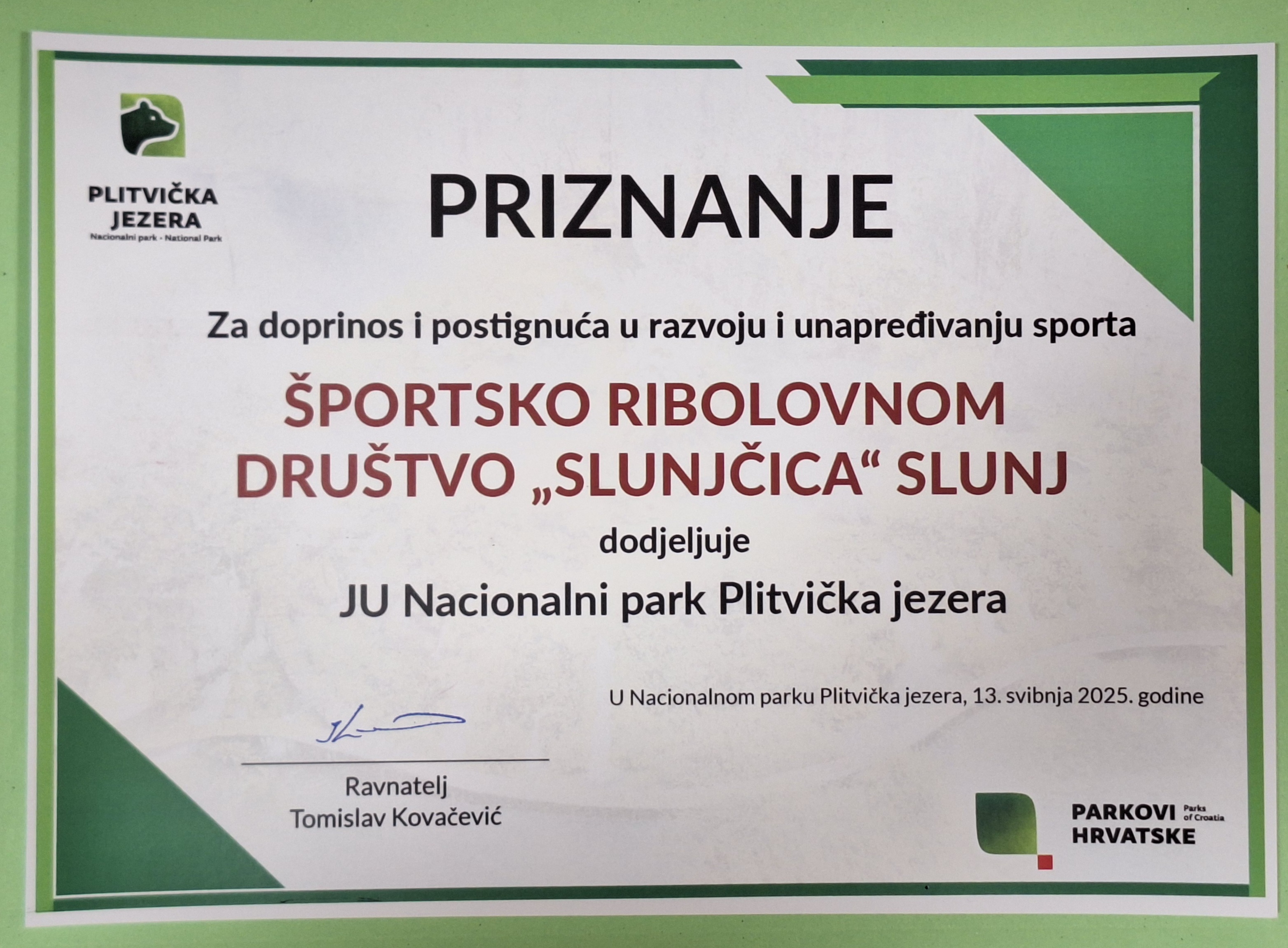 Donacija Javne ustanove nacionalnog parka Plitvička jezera